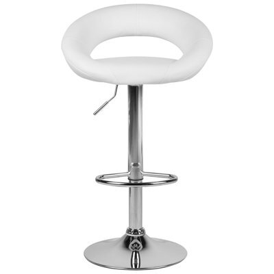 Beliani Set Of 2 White Faux-Leather Swivel Bar Stools With Gas-Lift Height Adjustment And Iron Base - image 1