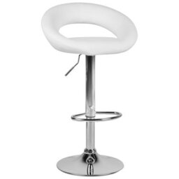 Beliani Set Of 2 White Faux-Leather Swivel Bar Stools With Gas-Lift Height Adjustment And Iron Base - thumbnail 4