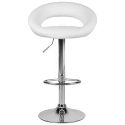 Beliani Set Of 2 White Faux-Leather Swivel Bar Stools With Gas-Lift Height Adjustment And Iron Base - thumbnail 1