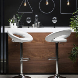 Beliani Set Of 2 White Faux-Leather Swivel Bar Stools With Gas-Lift Height Adjustment And Iron Base - thumbnail 2