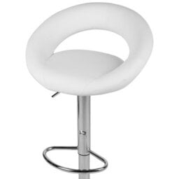 Beliani Set Of 2 White Faux-Leather Swivel Bar Stools With Gas-Lift Height Adjustment And Iron Base - thumbnail 6
