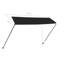 Walplus Retractable Awning Garden Sun Shade Canopy Gazebo For Back Door, Porch, Patio With Led 350X150 Cm Anthracite - thumbnail 9