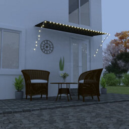 Walplus Retractable Awning Garden Sun Shade Canopy Gazebo For Back Door, Porch, Patio With Led 350X150 Cm Anthracite