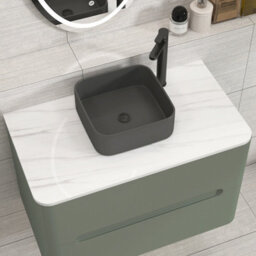 Royal Bathrooms Venice 800mm Sage Green Wall Mounted Bathroom Countertop Vanity Unit 2 Drawer With Art Square Basin - thumbnail 6