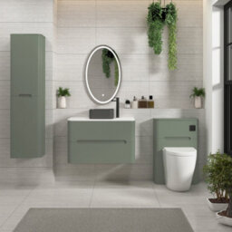 Royal Bathrooms Venice 800mm Sage Green Wall Mounted Bathroom Countertop Vanity Unit 2 Drawer With Art Square Basin - thumbnail 4