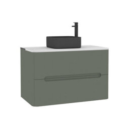 Royal Bathrooms Venice 800mm Sage Green Wall Mounted Bathroom Countertop Vanity Unit 2 Drawer With Art Square Basin - thumbnail 7