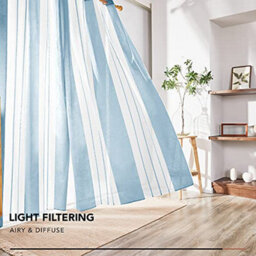 Deconovo Sheer Curtains Eyelet Soft Decorative Yarn-Dyed Faux Linen Voile Curtains, 55 X 54 Inch Light Blue 2 Panels - thumbnail 3