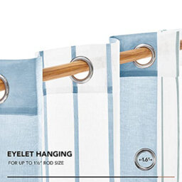 Deconovo Sheer Curtains Eyelet Soft Decorative Yarn-Dyed Faux Linen Voile Curtains, 55 X 54 Inch Light Blue 2 Panels - thumbnail 5