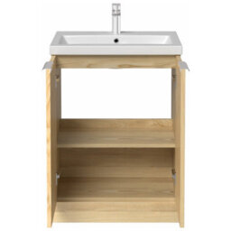 Affine 600mm Fluted Vanity Unit Basin Ceramic Sink Freestanding Door Cabinet Bathroom Storage Wood - thumbnail 6