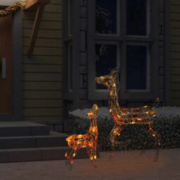 Berkfield Acrylic Reindeer Family Christmas Decoration 160 Led Colourful - thumbnail 3