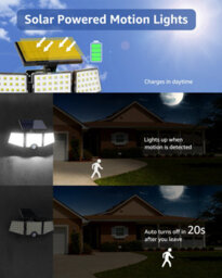 Lepro Solar Security Lights, 1200Lm Solar Floodlights Motion Sensor With 360 Degree, 3 Heads, Waterproof Solar Lights Outdoor - thumbnail 2