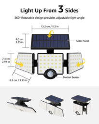 Lepro Solar Security Lights, 1200Lm Solar Floodlights Motion Sensor With 360 Degree, 3 Heads, Waterproof Solar Lights Outdoor - thumbnail 5