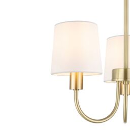 GoodHome Nunbird Satin Fabric & Metal Cream Brass Effect 3 Lamp Led Ceiling Light - thumbnail 6