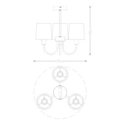 GoodHome Nunbird Satin Fabric & Metal Cream Brass Effect 3 Lamp Led Ceiling Light - thumbnail 8