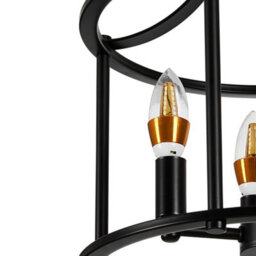 Komore 4-Light Black Drum Cage Ceiling Light E14,metal Frame Semi Flush Modern Industrial Round Ceiling Lamp - thumbnail 6