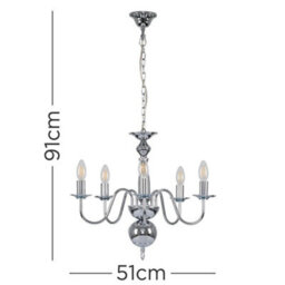 Valuelights Gothica Traditional 5 Way Chrome Flemish Style Ceiling Light Chandelier Fitting - thumbnail 7