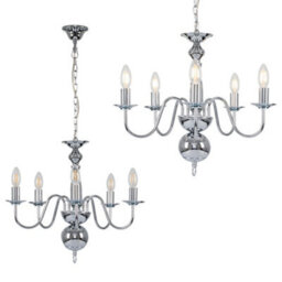 Valuelights Gothica Traditional 5 Way Chrome Flemish Style Ceiling Light Chandelier Fitting - thumbnail 2