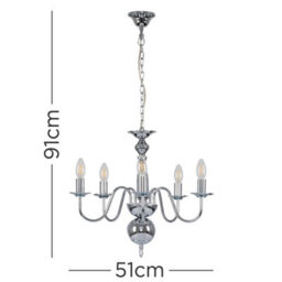 Valuelights Gothica Traditional 5 Way Chrome Flemish Style Ceiling Light Chandelier Fitting - thumbnail 9
