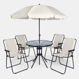 Ohs 6 Piece Patio Set Outdoor Table Chairs Parasol Garden Furniture - thumbnail 7
