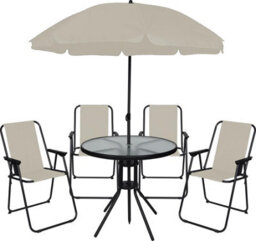Ohs 6 Piece Patio Set Outdoor Table Chairs Parasol Garden Furniture - thumbnail 1
