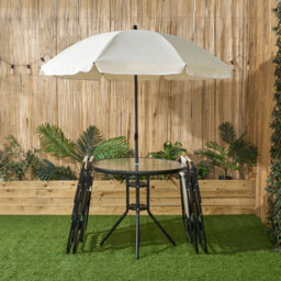 Ohs 6 Piece Patio Set Outdoor Table Chairs Parasol Garden Furniture - thumbnail 2