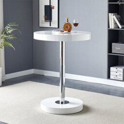 Furniture in Fashion Havana High Gloss Bar Table Round In White - thumbnail 2