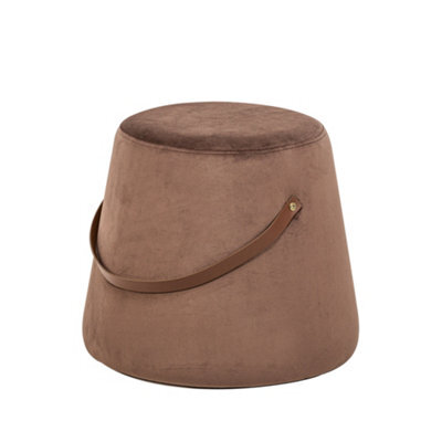 Nordlys Brown Velvet With Rope Pouf Vintage Style Living Room - image 1