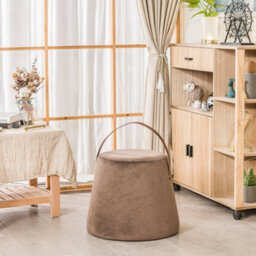Nordlys Brown Velvet With Rope Pouf Vintage Style Living Room - thumbnail 5