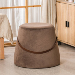 Nordlys Brown Velvet With Rope Pouf Vintage Style Living Room - thumbnail 4