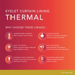 Furn. Thermal Eyelet Curtain Lining Pair, (L) 112Cm X (W) 124Cm - thumbnail 4