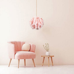 Happy Homewares Eye-Catching And Designer Small Pink Feather Decorated Pendant Lighting Shade - thumbnail 4
