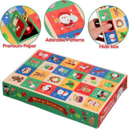 CLEFFNS 5Pcs Empty Christmas Advent Calendar Box To Fill, 24 Day Countdown Kit Festive Printed Panels With Santa, Snowmen, Stockings - thumbnail 5