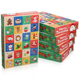 CLEFFNS 5Pcs Empty Christmas Advent Calendar Box To Fill, 24 Day Countdown Kit Festive Printed Panels With Santa, Snowmen, Stockings - thumbnail 1