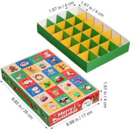 CLEFFNS 5Pcs Empty Christmas Advent Calendar Box To Fill, 24 Day Countdown Kit Festive Printed Panels With Santa, Snowmen, Stockings - thumbnail 4