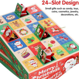 CLEFFNS 5Pcs Empty Christmas Advent Calendar Box To Fill, 24 Day Countdown Kit Festive Printed Panels With Santa, Snowmen, Stockings - thumbnail 2