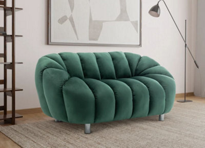Velvet Bottle Green 2 Seater Sofa - image 1