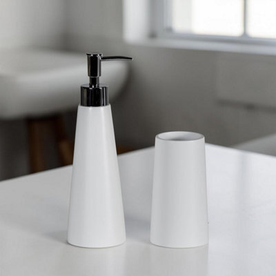 Showerdrape Alto White 2 Set - Liquid Soap Dispenser And Tumbler - image 1