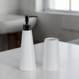 Showerdrape Alto White 2 Set - Liquid Soap Dispenser And Tumbler - thumbnail 1