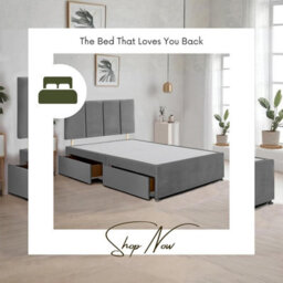 Grey Plush Fabric 5Ft King Size Bed Frame With 20 Inch Vertical Line Headboard And 2 Drawers - thumbnail 4