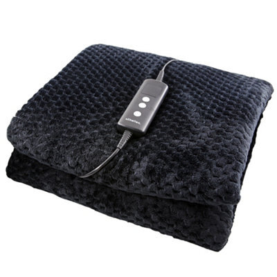 Schallen Luxury Waffle Soft Heated Warm Throw Over Blanket With Timer & 10 Heat Settings - Waffle Charcoal - image 1