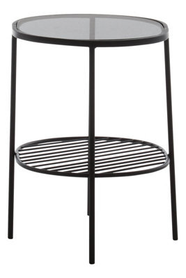 Orsina 2-Tier Side Table, Black Side Table For Living Room, Layered Black Side Table, Glass Top Modern Side Table - image 1