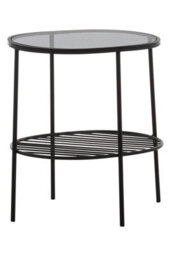 Orsina 2-Tier Side Table, Black Side Table For Living Room, Layered Black Side Table, Glass Top Modern Side Table - thumbnail 4