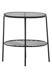 Orsina 2-Tier Side Table, Black Side Table For Living Room, Layered Black Side Table, Glass Top Modern Side Table - thumbnail 5