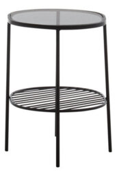 Orsina 2-Tier Side Table, Black Side Table For Living Room, Layered Black Side Table, Glass Top Modern Side Table - thumbnail 1