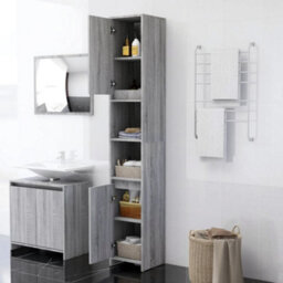Berkfield Bathroom Cabinet Grey Sonoma 30X30X183.5 Cm Engineered Wood - thumbnail 3