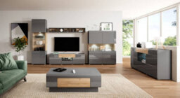 Arte Elegant Toledo 99 Coffee Table 110Cm - Grey Gloss & San Remo Oak: Stylish Centrepiece For Modern Living Spaces - thumbnail 3