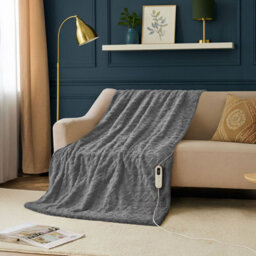 Neo Electric Cable Knit Heated Throw Reversible Blanket Fleece Sherpa 9 Heat Settings Machine Washable - thumbnail 1
