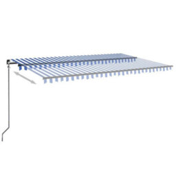 Berkfield Manual Retractable Awning 500X350 Cm Blue And White - thumbnail 3