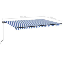 Berkfield Manual Retractable Awning 500X350 Cm Blue And White - thumbnail 7