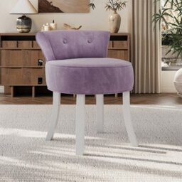 Living And Home Purple Upholstered Velvet Vanity Dressing Table Stool With Low Backrest - thumbnail 2